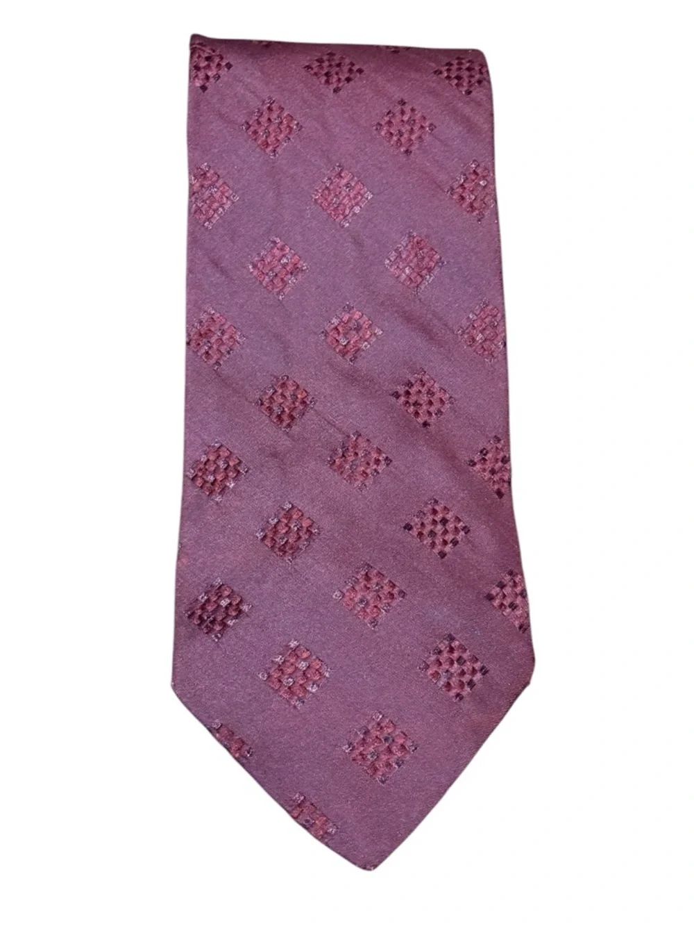 Giorgio Armani Cravatte Vintage Silk Tie Burgundy Diamond Medallion Italy